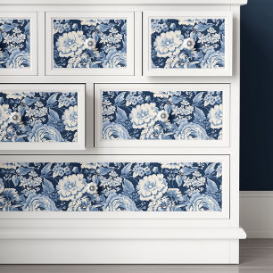 Elegant French Toile De Jouy Blue Floral Decoupage Tissue Paper
