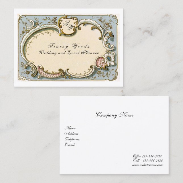  Elegant French Victorian Filigree Business Card (Front/Back)