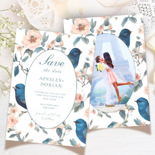 Elegant French Vintage Blue Chinoiserie Photo  Save The Date