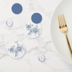 Elegant French Vintage Blue Floral Jouy Confetti