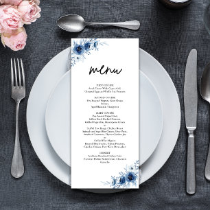 Elegant French Vintage Blue Floral Wedding Menu