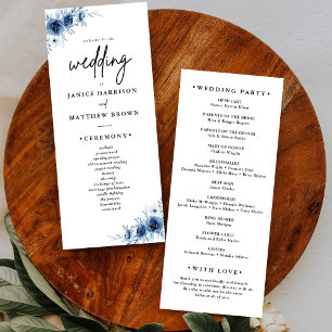 Elegant French Vintage Blue Floral Wedding Program