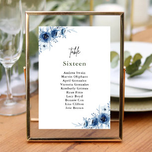 Elegant French Vintage Blue Floral Wedding Table Number
