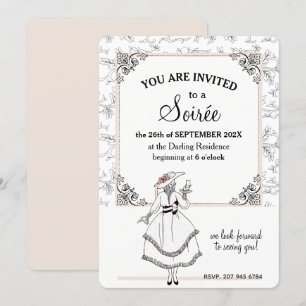 Elegant French Vintage Floral Soirée Party Neutral Invitation
