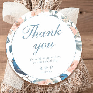 Elegant French Vintage Floral Wedding Thank you Classic Round Sticker