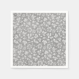 Elegant French Vintage Grey Floral Pattern Napkin