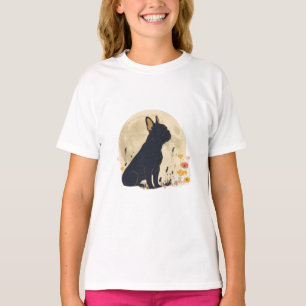 Elegant Frenchie Moonlight Garden Silhouette T-Shirt
