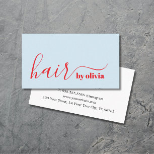 Elegant Fresh Blue Red Hair Stylist Business Card