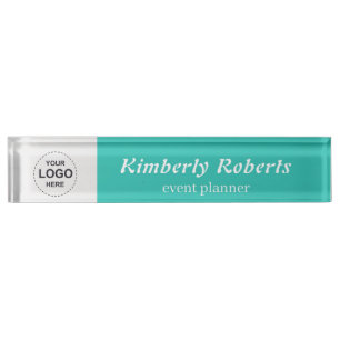 Elegant Fresh Turquoise with Custom Business Logo Nameplate