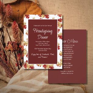 Elegant Friendsgiving Dinner Menu Thanksgiving Invitation