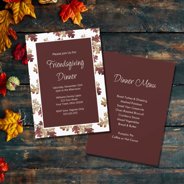 Elegant Friendsgiving Fall Foliage Dinner  Invitation (Creator Uploaded)