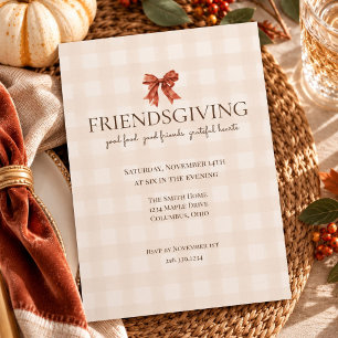Elegant Friendsgiving Invitation   Terracotta Bow 