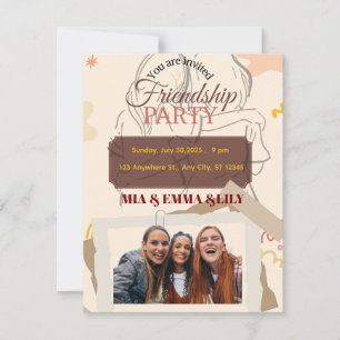 Elegant Friendship Party Celebration with Photo RSVP Card