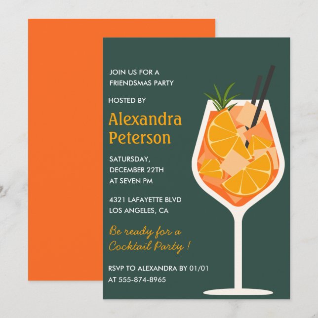 Elegant Friendsmas invitations Cocktail Modern (Front/Back)