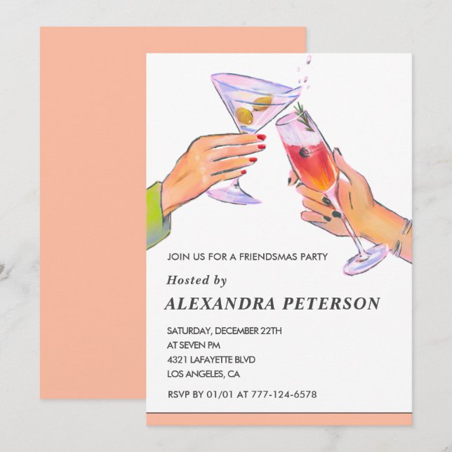 Elegant Friendsmas invitations Cocktail Party (Front/Back)