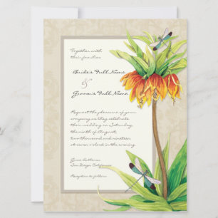 Elegant Fritillaria n Dragonfly Wedding Invitation