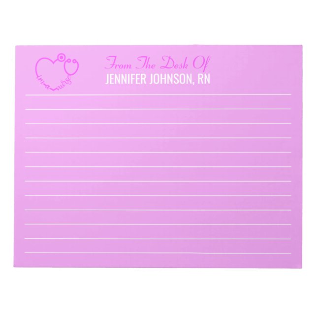 Elegant From The Desk Of Nurse Stethoscope Name Notepad (Front)