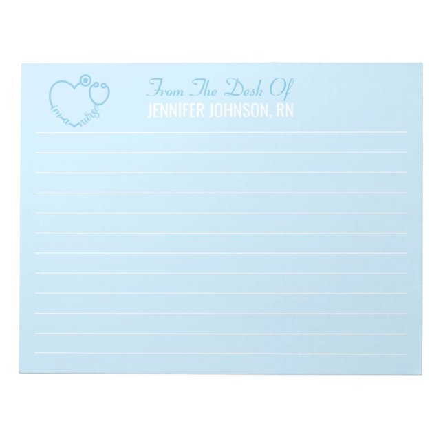Elegant From The Desk Of Nurse Stethoscope Name  Notepad (Front)