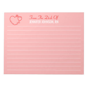 Elegant From The Desk Of Nurse Stethoscope Name  Notepad