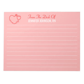 Elegant From The Desk Of Nurse Stethoscope Name  Notepad