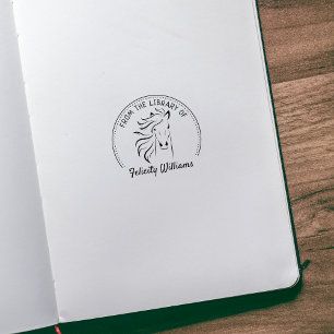 Elegant From the Library Of, Horse Book  Rubber Stamp