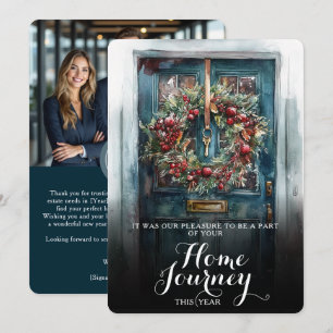 Elegant Front Door Realtor Logo Photo Christmas Holiday Card