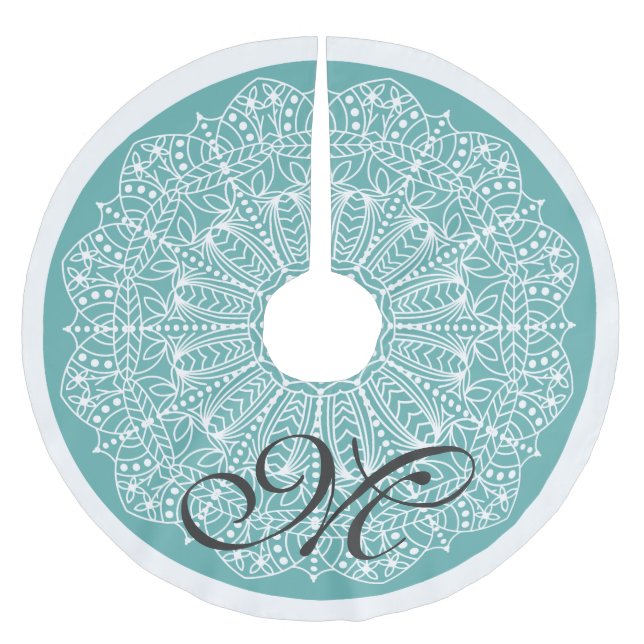 Elegant Frontier Country Style White Faux Lace Brushed Polyester Tree Skirt (Front)