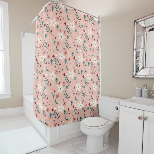 Elegant  froral  Pink Shower Curtain (In Situ)