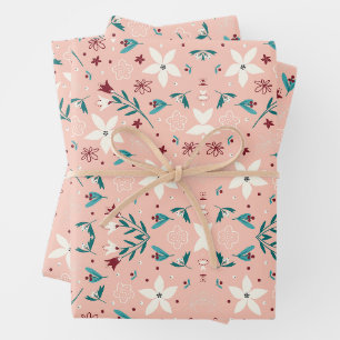 Elegant froral Pink Wrapping Paper Sheet