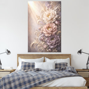 Elegant Frost Bloom Floral Design Luxury Embosse Canvas Print