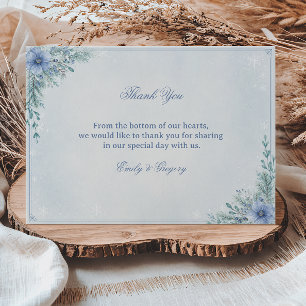 Elegant Frosted Blue Botanical Tranquillity Thank You Card