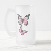 Elegant Frosted Glass Mug with Delicate Butterfly