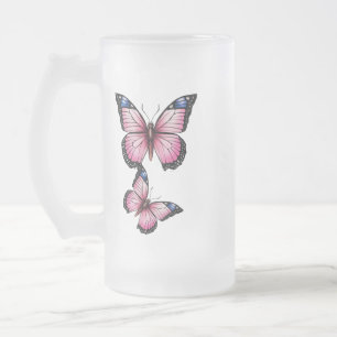 Elegant Frosted Glass Mug with Delicate Butterfly
