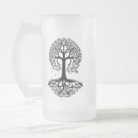 Elegant Frosted Glass Mug with Tree Silhouette - 1