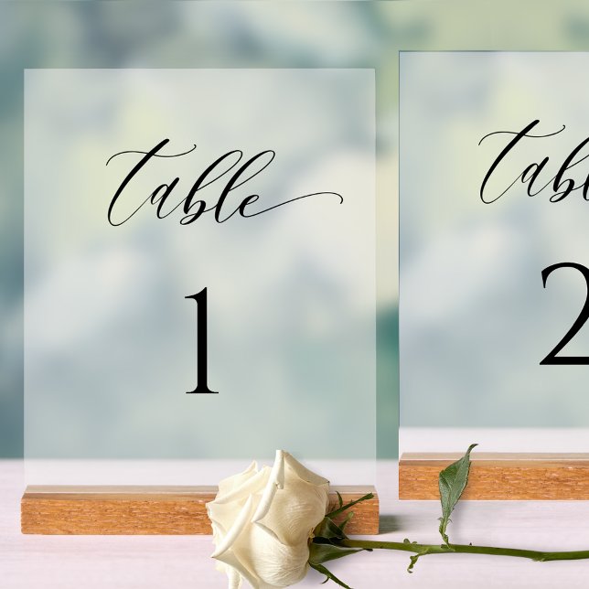 Elegant Frosted Style Wedding Table Number  Acrylic Sign (Creator Uploaded)