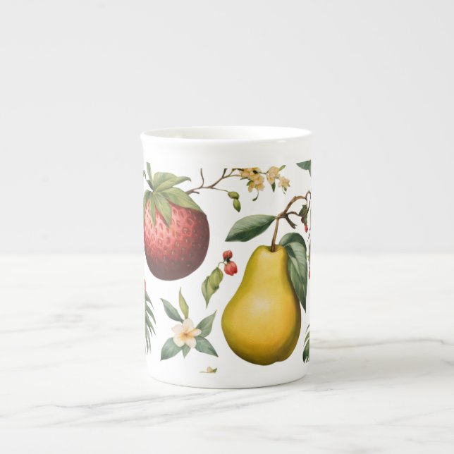 Elegant Fruit Watercolor Bone China Mugs   (Front)