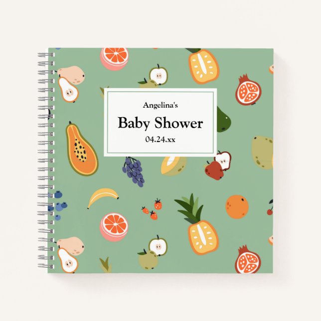 Elegant Fruits Baby Shower Gift List Notebook (Front)