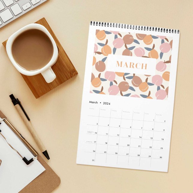 Elegant Fruity Patterns Calendar (elegant and colourful calendar with fruit patterns)