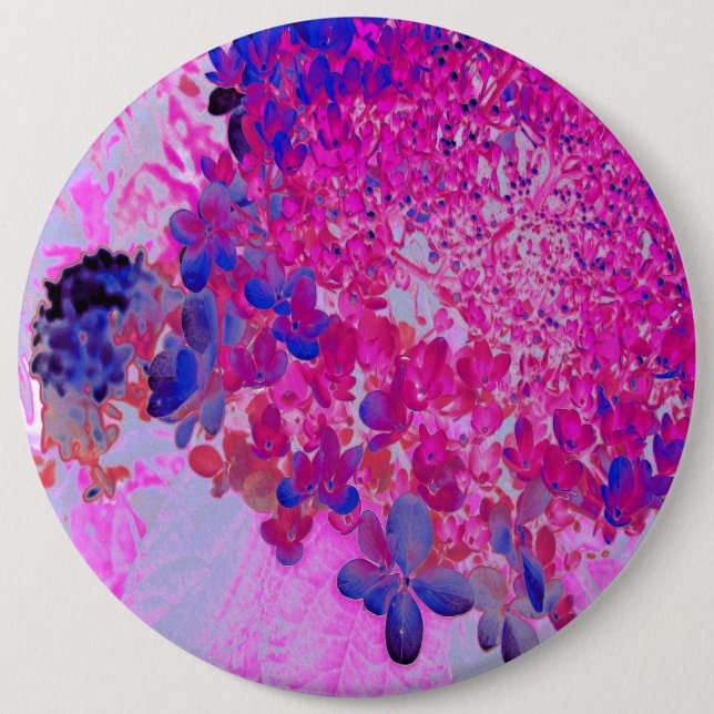 Elegant Fuchsia and Dark Blue Limelight Hydrangea 6 Cm Round Badge (Front)