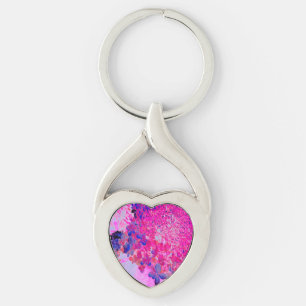 Elegant Fuchsia and Dark Blue Limelight Hydrangea Key Ring
