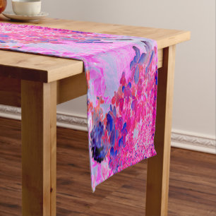 Elegant Fuchsia and Dark Blue Limelight Hydrangea Short Table Runner