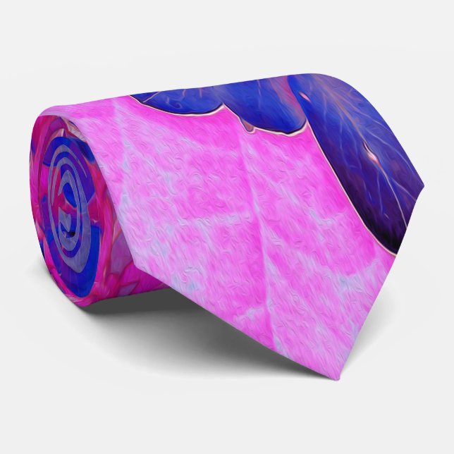 Elegant Fuchsia and Dark Blue Limelight Hydrangea Tie (Rolled)