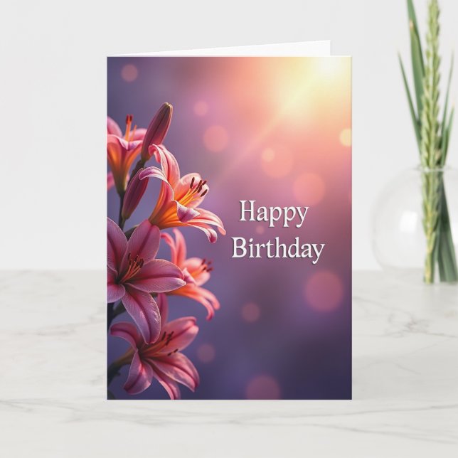 Elegant Fuchsia Bloom Card (Front)