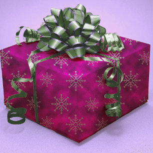 Elegant fuchsia Christmas snowflakes holidays Wrapping Paper
