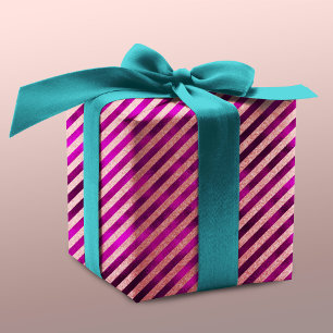 Elegant fuchsia Christmas striped holidays Wrapping Paper