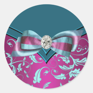 Elegant Fuchsia Hot Pink Teal Blue Stickers