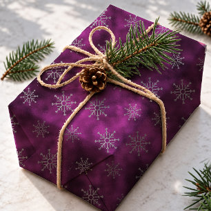 Elegant Fuchsia Modern Christmas Snowflakes Wrapping Paper