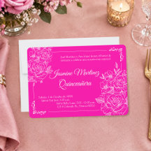 Elegant Fuchsia Pink and White Floral Quinceañera
