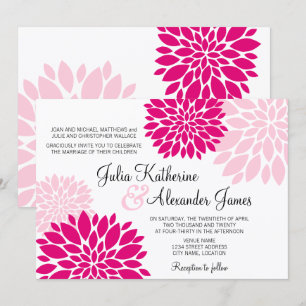 Elegant Fuchsia Pink Blush Floral Burst Wedding Invitation