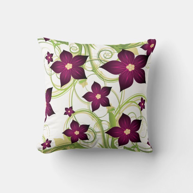 elegant fuchsia pink floral throw pillow (Front)